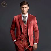 Classic Elegance Men's Grey Velvet 3-Piece Custom Suit Timeless Style for Every Occasion. Size US $44 /EU54