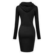 Latest Hot Women's Queen Printed Knee Hoodie Slim Dresses