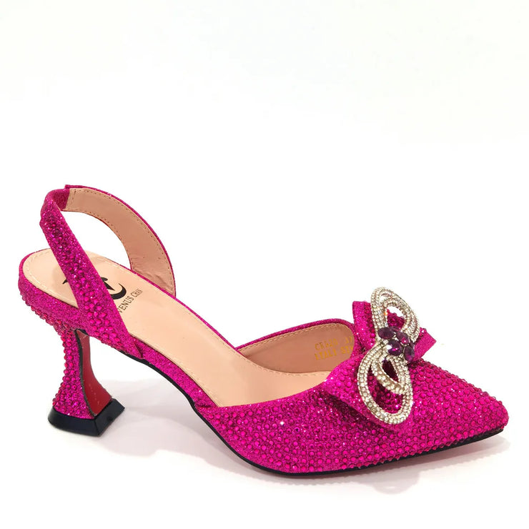 High Heel Pointed Toe Fuchsia Color Shoes