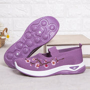 Women's Sneakers Slip on Casual Shoes Soft Sole Embroidered Walking Shoes Lightweight Knitted Flat Shoe