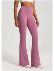 Women Naked High Waisted Waist Cinching Hip Lifting Elastic Bell Bottom Pants
