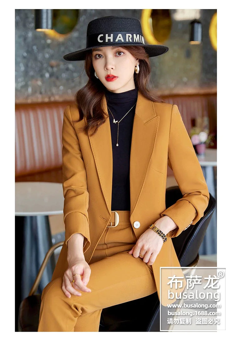 Red Professional Suit for Women2023Autumn Winter New High-end Elegant Socialite Casual Blazer Two-piece Set