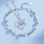 Sterling Silver Heart Shaped  Vintage Korean Crystal Bracelets High Quality Set Party Jewelry