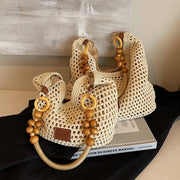 Women's Large Capacity Mesh Shoulder Bag Adjustable Strap Beach Summer Handbag