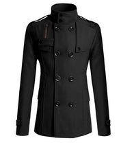 Men's Casual Woolen Coat Mid-Length Button-Down Suit Collarluxury Retro Streetwear Jacket in Black/Grey/Khaki/Navy - Fashionable Autumn/Winter Outerwear