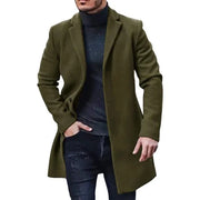 Men's Woolen Overcoat, Windbreaker, Solid Color, Trench Coat, Autumn Winter, Casual, Long Cardigan, Jaqueta, Single Breasted