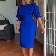 Elegant Bodycon Pencil Midi Dress for Women Plus Size African Dress Clothing with Short Eye Catching Design