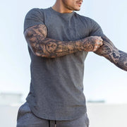 Men's Cotton Breathable Fitness T-Shirt Short Sleeve Running Gym Tee Comfortable Tight Summer Fitness Gear O-Neck Pull-On Closure