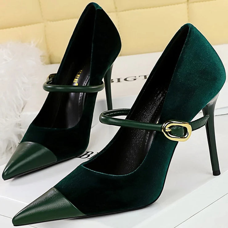 Korean Velvet High Heels Women&