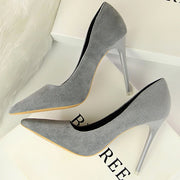 Women's Classic High Heels Pumps Super High Stiletto Office Shoes Fashion Large Size Grey Green Slip-On Pointed Toe