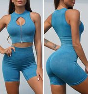 Women's Seamless Yoga Set Breathable Anti-Wrinkle Nylon Sports Bra & Leggings Fitness Panties Combo Hip Lifting Compression