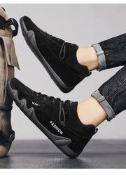 Men's Casual Sneakers Khaki Non-Slip Work Shoes Lace-Up Short Boots Loafers round Toe Microfiber Upper Rubber Outsole