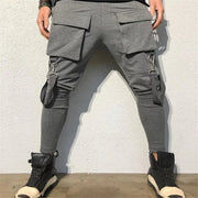 Men's Slim-fit Cargo Pants Spring Autumn Fashion Hip Hop Large Pocket Casual Sweatpants Low Waist Ankle-Length Polyester