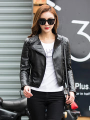 Women Punk Leather Jacket PU Faux Leather Jackets