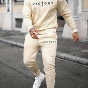 Men's Casual Crew Neck Long Sleeved Sweatshirt And Sweatpants Joggers Set  Tracksuit