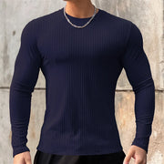 Men's Gym Fitness Long Sleeve T-shirt Quick Dry Casual O-Neck Bodybuilding Shirt for Running Sports Training Polyester Tees