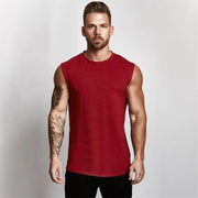 Men's Gym Fitness Sport Vest Summer Cool Cotton Breathable Muscle Tank Top Sleeveless T-Shirt for Bodybuilding Workout