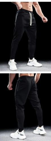 Men's Autumn Winter Pure Cotton Sweatpants Slim Fit Elastic Waist Comfortable Breathable Zipper Casual Trousers