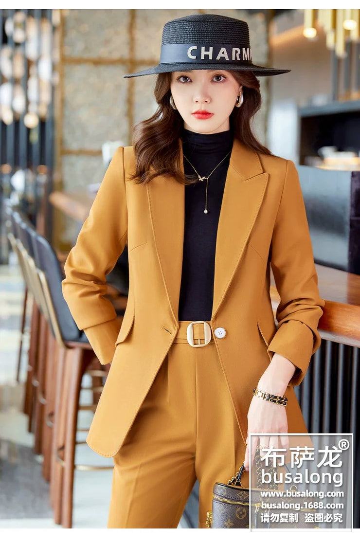 Red Professional Suit for Women2023Autumn Winter New High-end Elegant Socialite Casual Blazer Two-piece Set