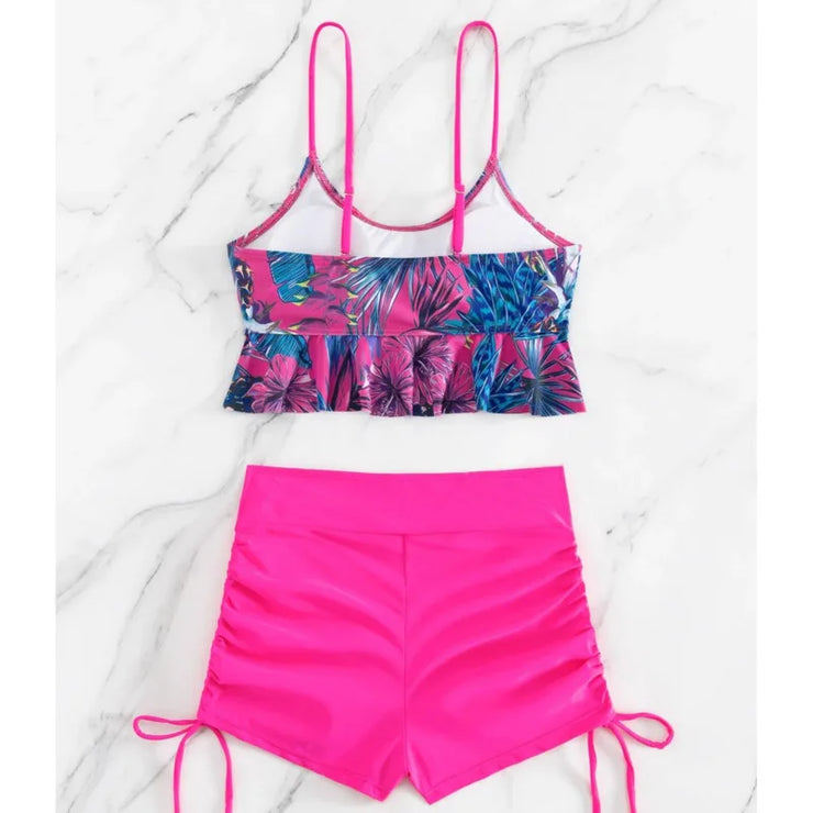 Summer Sexy Floral Print Tankini Set Women&