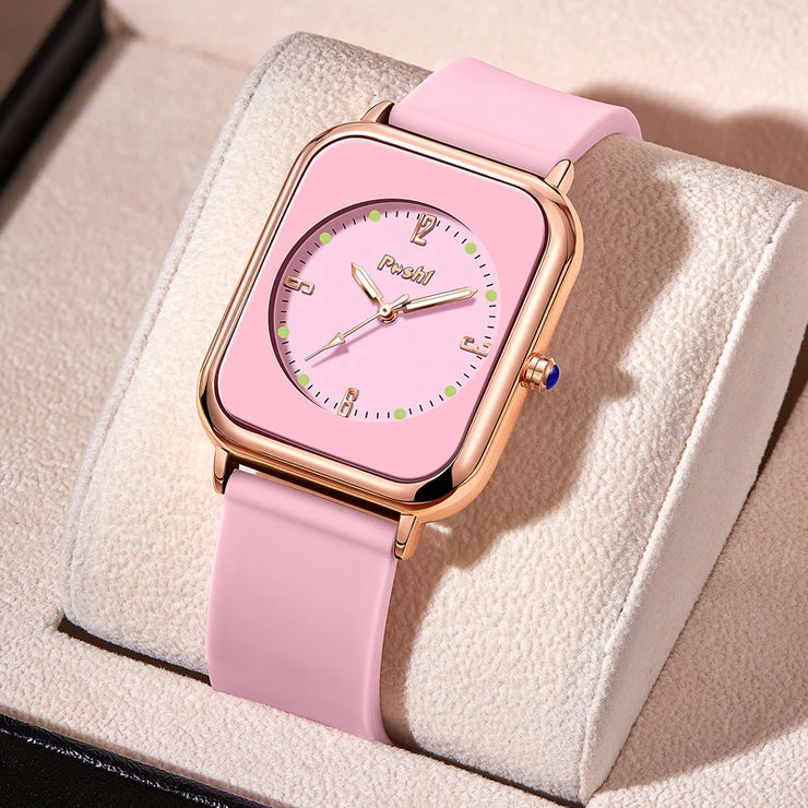 Women Luxury Quartz  Bracelet Set White Dial Simple Leather  Watch