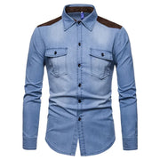 Men's Long Sleeve  Cotton Jeans Shirt Slim