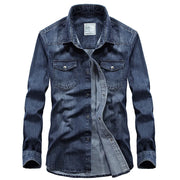 Men Casual Denim Shirts Brand Long Sleeve Shirt