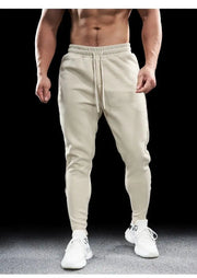 Men's Autumn Winter Pure Cotton Sweatpants Slim Fit Elastic Waist Comfortable Breathable Zipper Casual Trousers