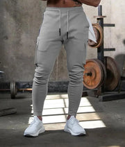 Summer Men's Slim Fit Sweatpants Pants Solid Color Elastic Waist Outdoor Running Training Casual Cargo Midweight Polyester