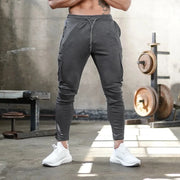 Summer Men's Slim Fit Sweatpants Pants Solid Color Elastic Waist Outdoor Running Training Casual Cargo Midweight Polyester