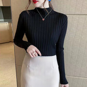 Women's Premium Quality T-Shirt For Stylish Comfortable Daily Wear Tops Sweater With Long Sleeves High Collar Fashion S-XL Tees