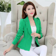 Women's Long Sleeved Blazer Korean Slim Fit Ruffled Edge Short Solid Colored Suit Jacket for Spring Office Wear