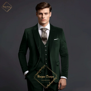 Classic Elegance Men's Grey Velvet 3-Piece Custom Suit Timeless Style for Every Occasion. size US 50/ EU 60