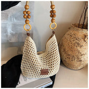 Women's Large Capacity Mesh Shoulder Bag Adjustable Strap Beach Summer Handbag