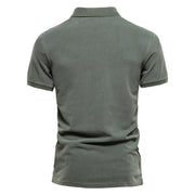 Men's  100% Cotton Solid Color  Casual Short Sleeve Turndown  Polos Shirt