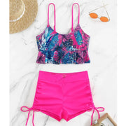 Summer Sexy Floral Print Tankini Set Women's Adjustable Strap Two-Piece Swimsuit Beach Swimwear Bathing Suits for Pool