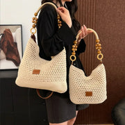 Women's Large Capacity Mesh Shoulder Bag Adjustable Strap Beach Summer Handbag