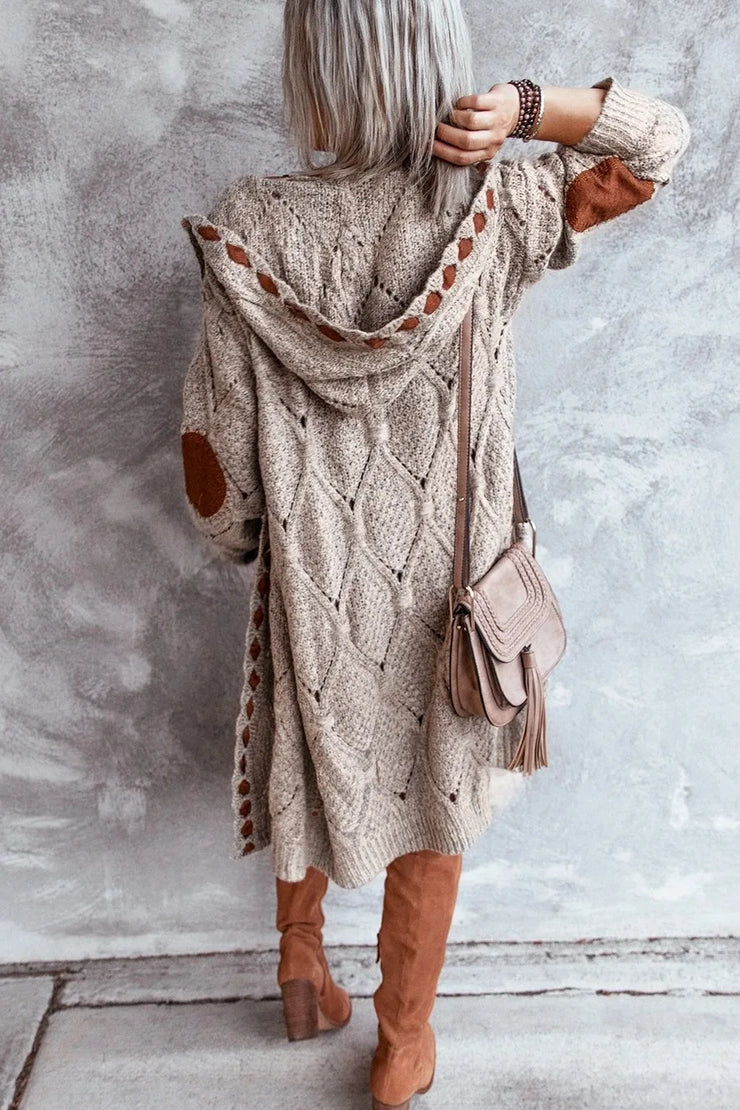 Women Oversized Hooded Long Cardigan Knitted Sweater