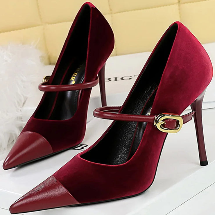 Korean Velvet High Heels Women&