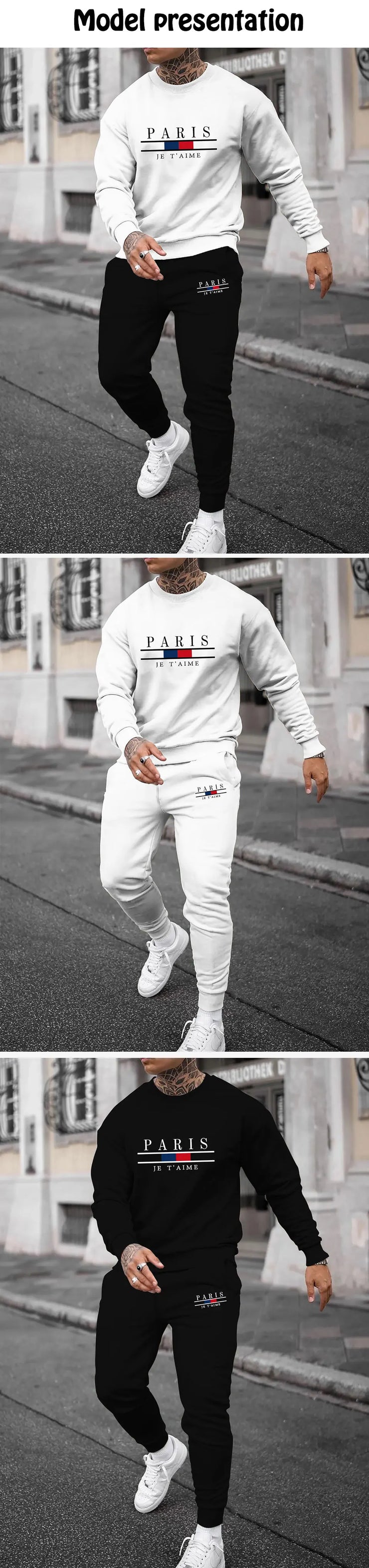 Trendy New Sweatshirt Sweatpants Set Men&