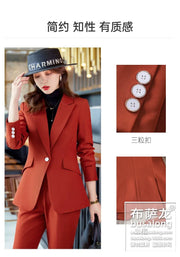 Red Professional Suit for Women2023Autumn Winter New High-end Elegant Socialite Casual Blazer Two-piece Set