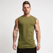 Men's Gym Fitness Sport Vest Summer Cool Cotton Breathable Muscle Tank Top Sleeveless T-Shirt for Bodybuilding Workout