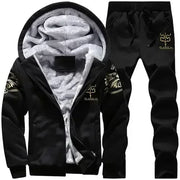 Winter Thick Men Sports Suit Tracksuit Hooded Sportswear