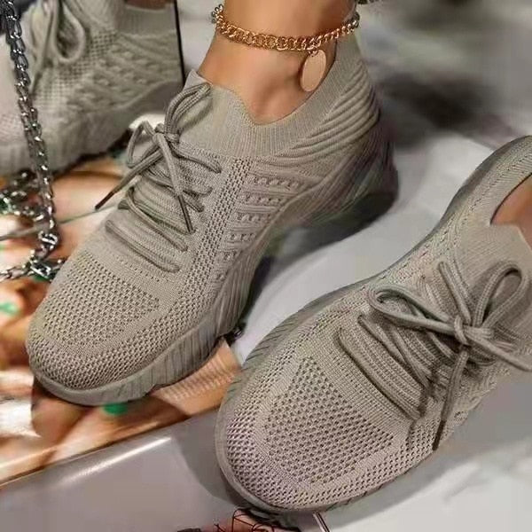 Women Casual Lace-up Vulcanized Ladies Platform Sneakers