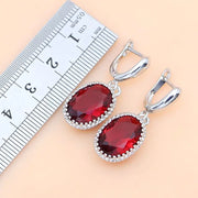 Ruby Red 925 Silver Jewelry Set Birthstone  Earrings/Pendant/Necklace/Rings/Bracelet Festival Valentine's Day Gift