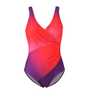 Women's One-Piece Swimsuit Sports Swimwear Adjustable Racerback High-Waisted Open Back Rainbow Gradient Beach Bathing Suit