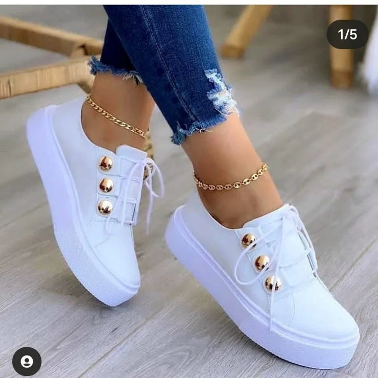 Women Casual  Fashion Spring Leather PU Sneakers