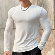 Men's Gym Fitness Long Sleeve T-shirt Quick Dry Casual O-Neck Bodybuilding Shirt for Running Sports Training Polyester Tees