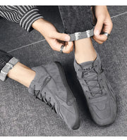 Men's Casual Sneakers Khaki Non-Slip Work Shoes Lace-Up Short Boots Loafers round Toe Microfiber Upper Rubber Outsole