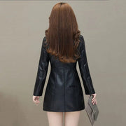 Womens Leather Windbreaker Plus Velvet Thick PU  Leather Jackets